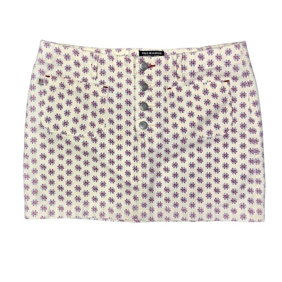 Polo Jeans Co Ralph Lauren canvas mini skirt button fly 10 - Picture 1 of 6